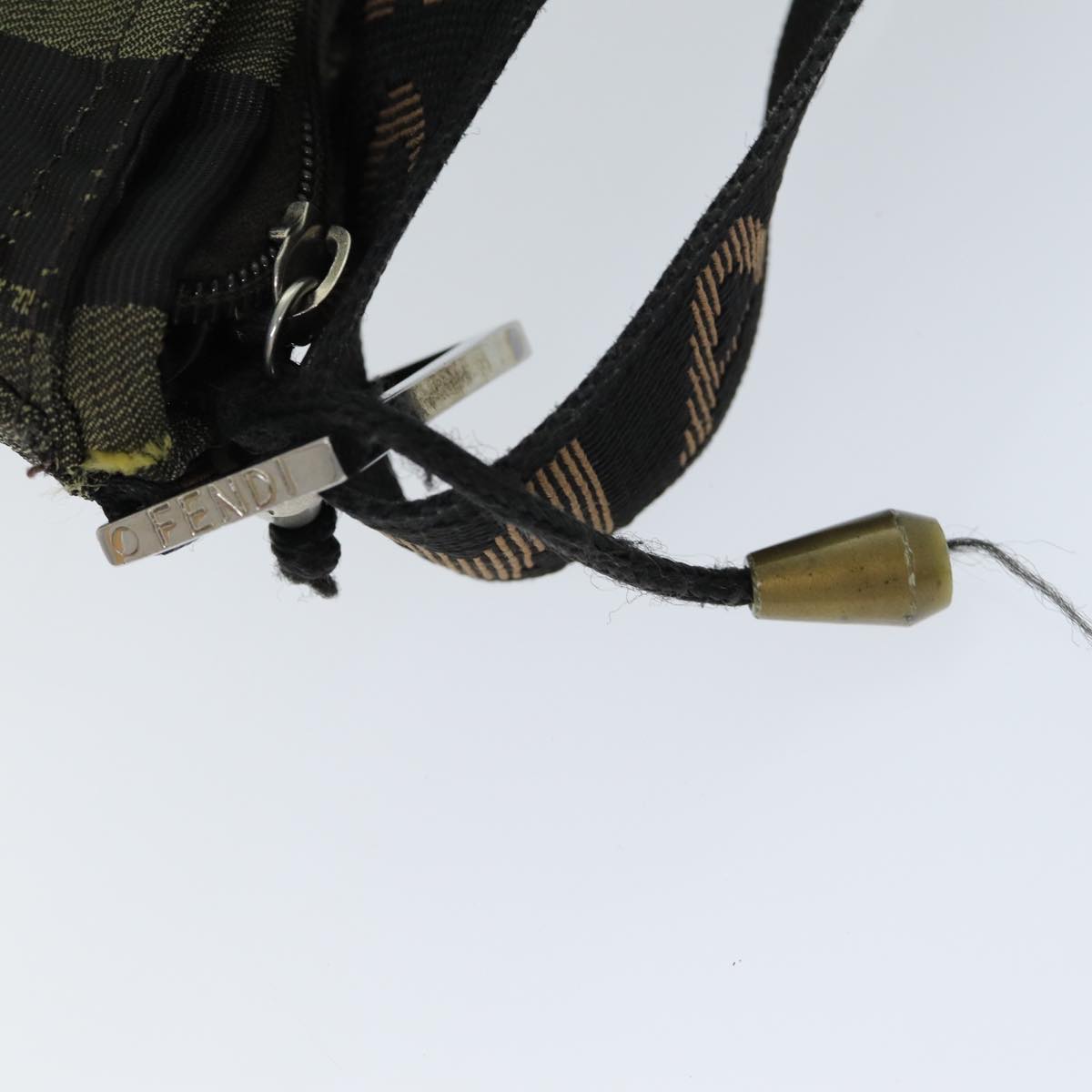 FENDI Pecan Canvas Shoulder Bag Black Brown bs14391