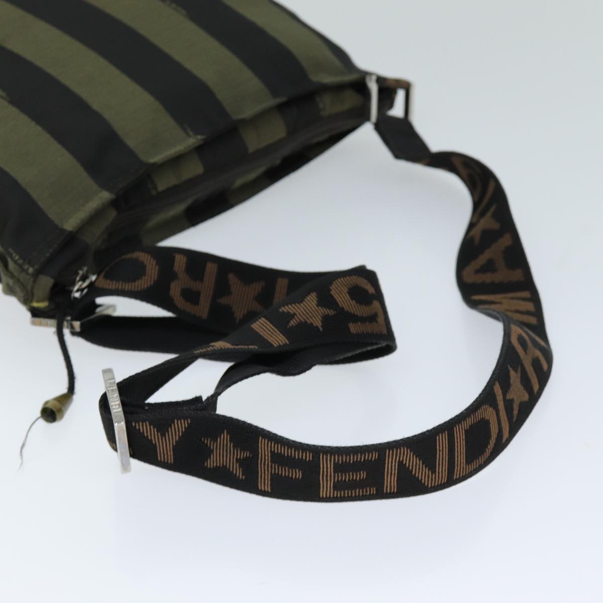 FENDI Pecan Canvas Shoulder Bag Black Brown bs14391