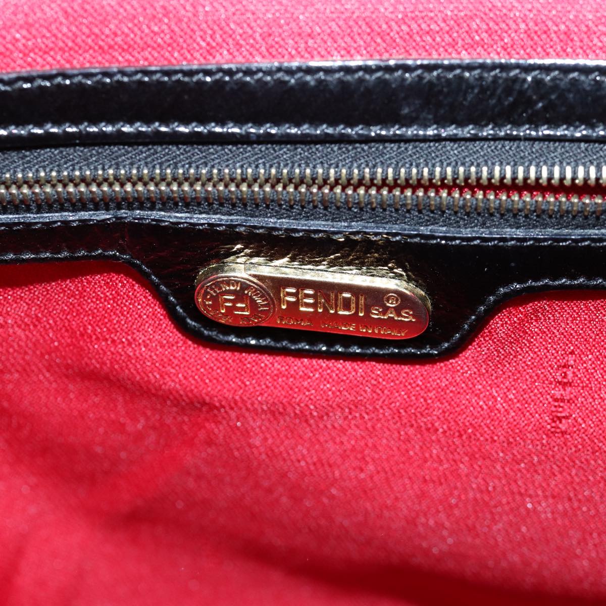 FENDI Hand Bag Enamel Black bs14420