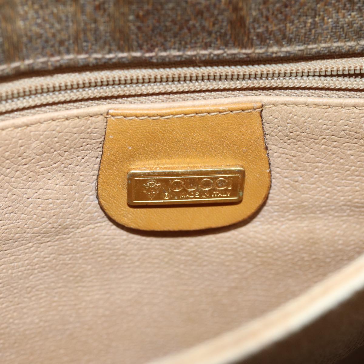 GUCCI Shoulder Bag Coated Canvas Beige bs14444