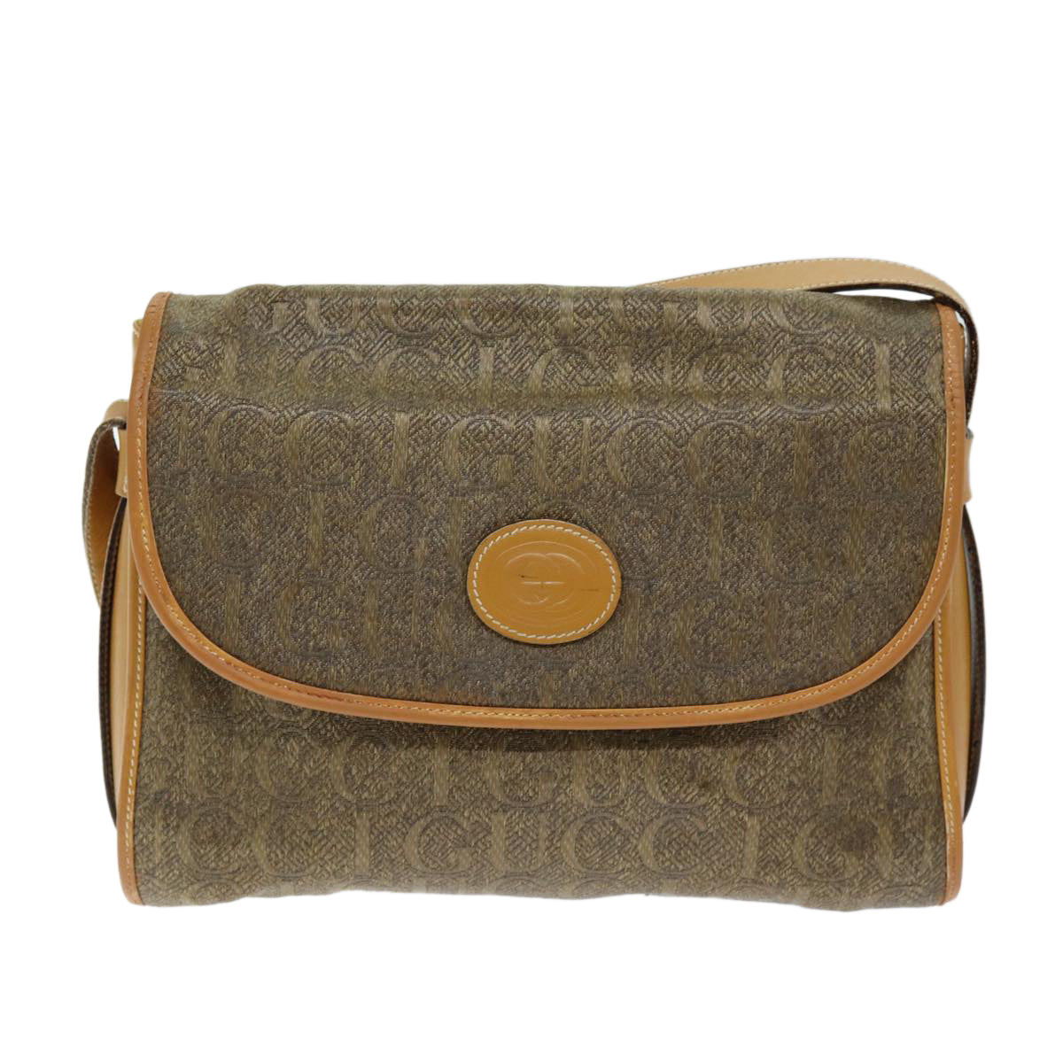 GUCCI Shoulder Bag Coated Canvas Beige bs14444