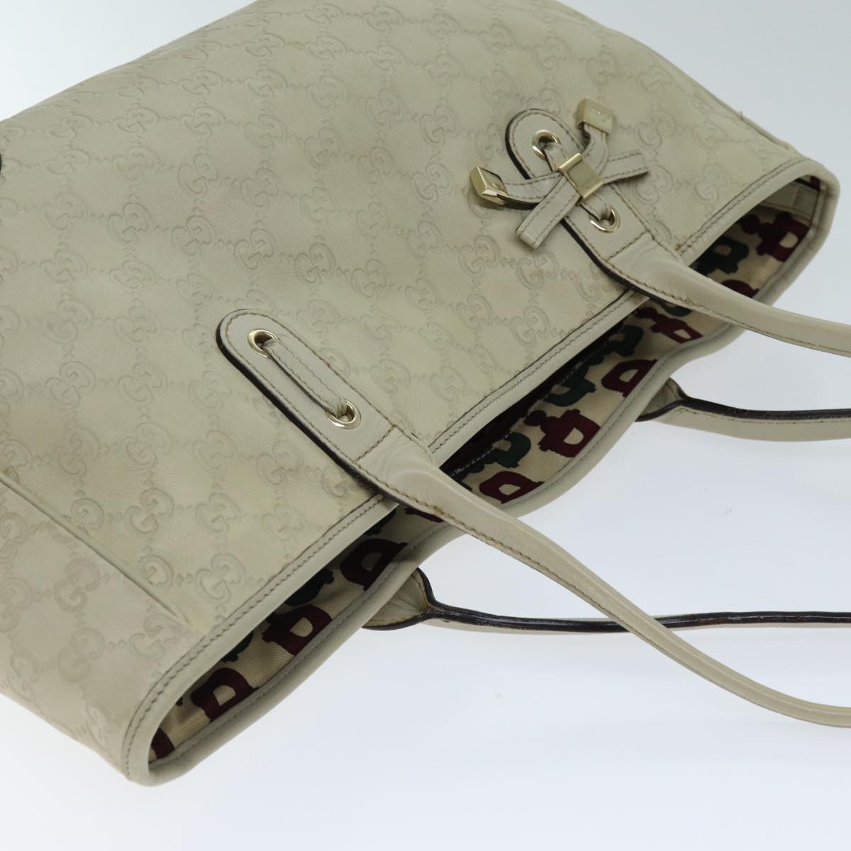 GUCCI GG Canvas Guccissima Tote Bag White 163805 bs14471