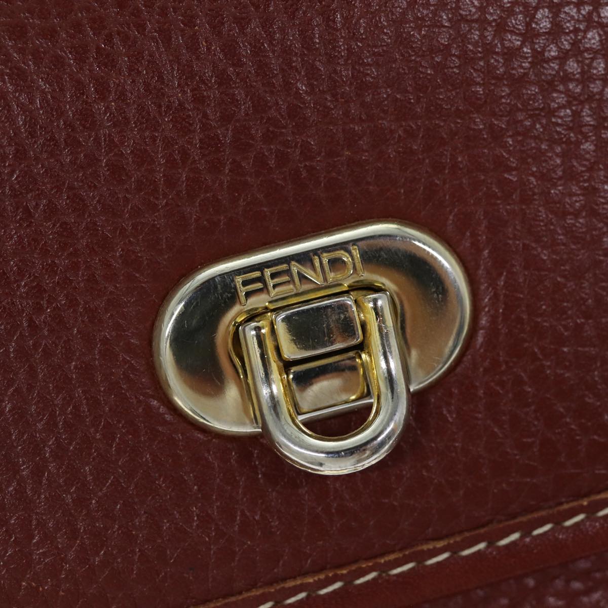 FENDI Hand Bag Leather Brown bs14477