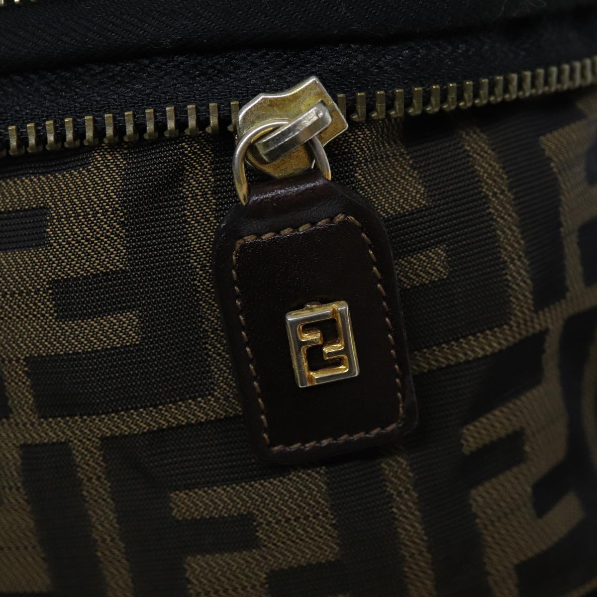 FENDI Zucca Canvas Vanity Cosmetic Pouch Brown Black bs14490