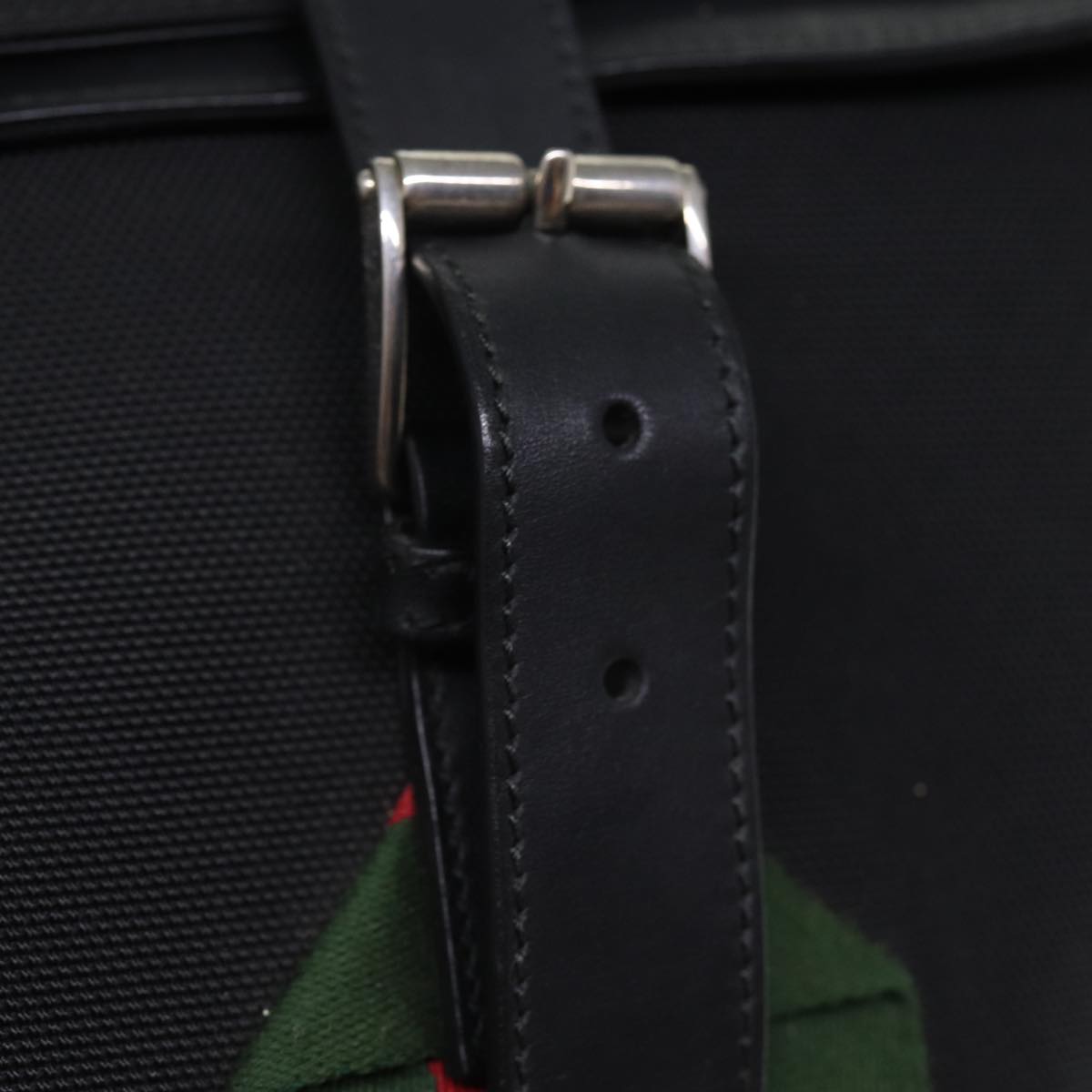 GUCCI Web Sherry Line Backpack Canvas Leather Black Red 337075 bs14560