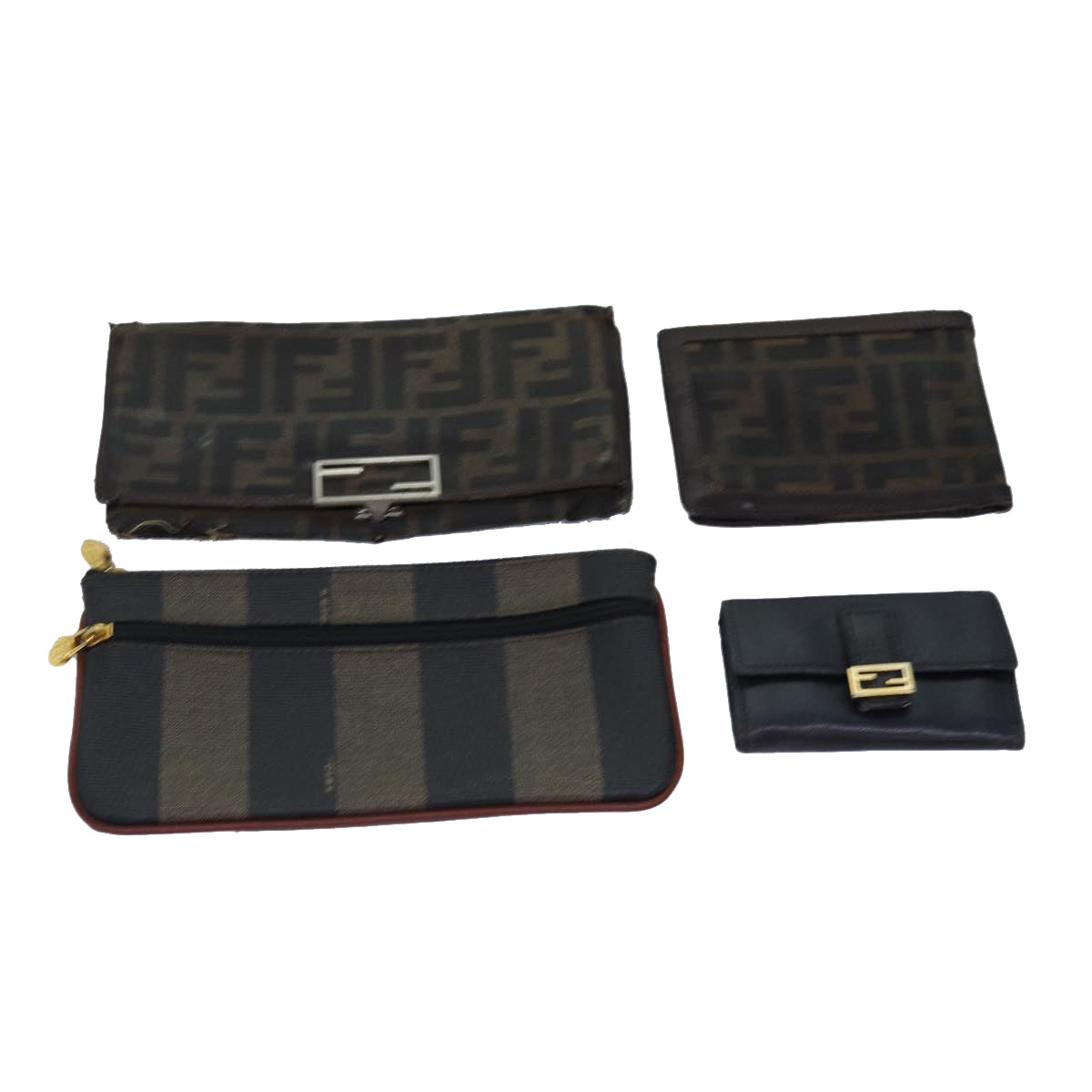 FENDI Zucca Canvas Pecan Canvas Key Case Wallet 4Set Black Brown bs14585