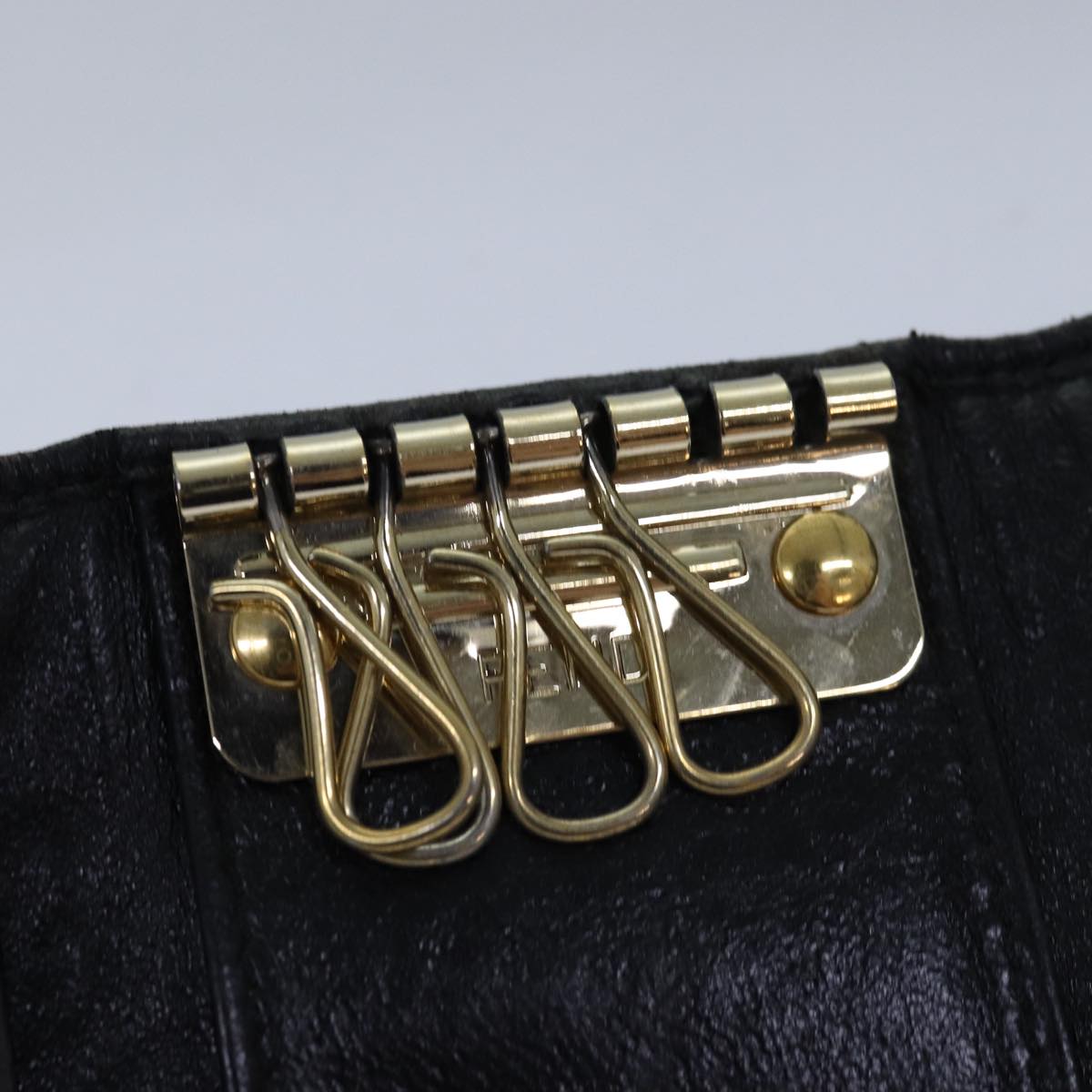 FENDI Zucca Canvas Pecan Canvas Key Case Wallet 4Set Black Brown bs14585