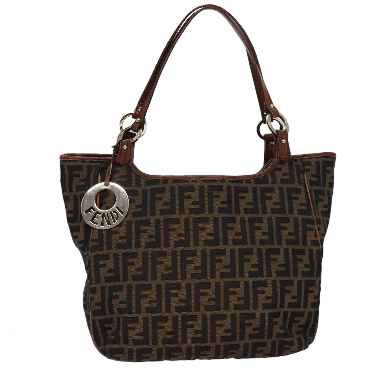 FENDI Zucca Canvas Tote Bag Black Brown bs14857