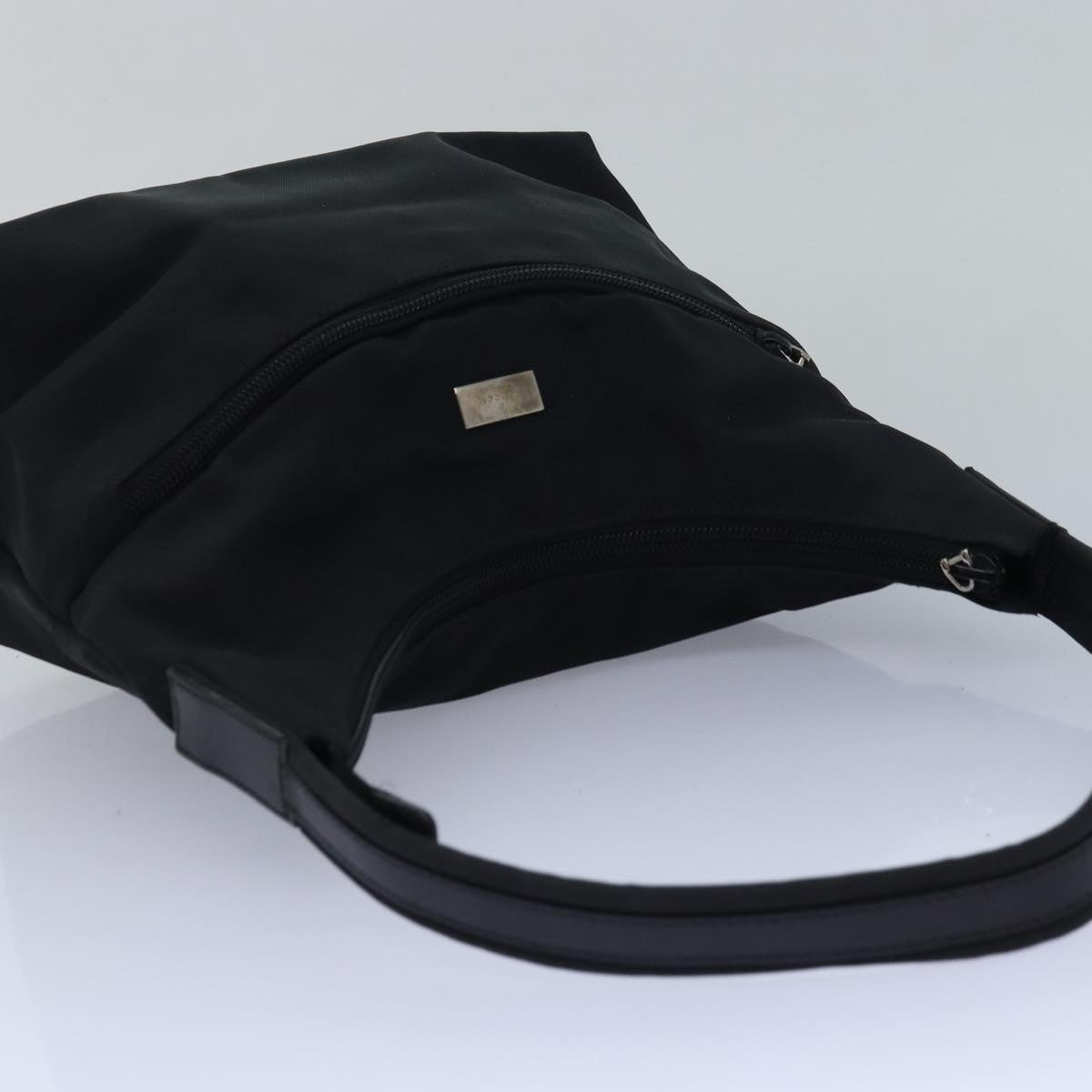 GUCCI Bamboo Shoulder Bag Nylon Leather 3Set Black White bs14881