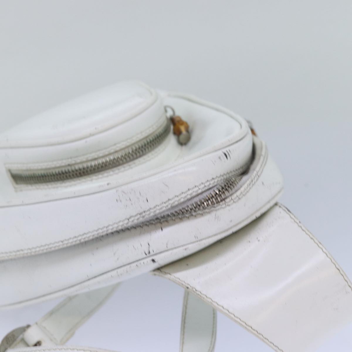 GUCCI Bamboo Shoulder Bag Nylon Leather 3Set Black White bs14881