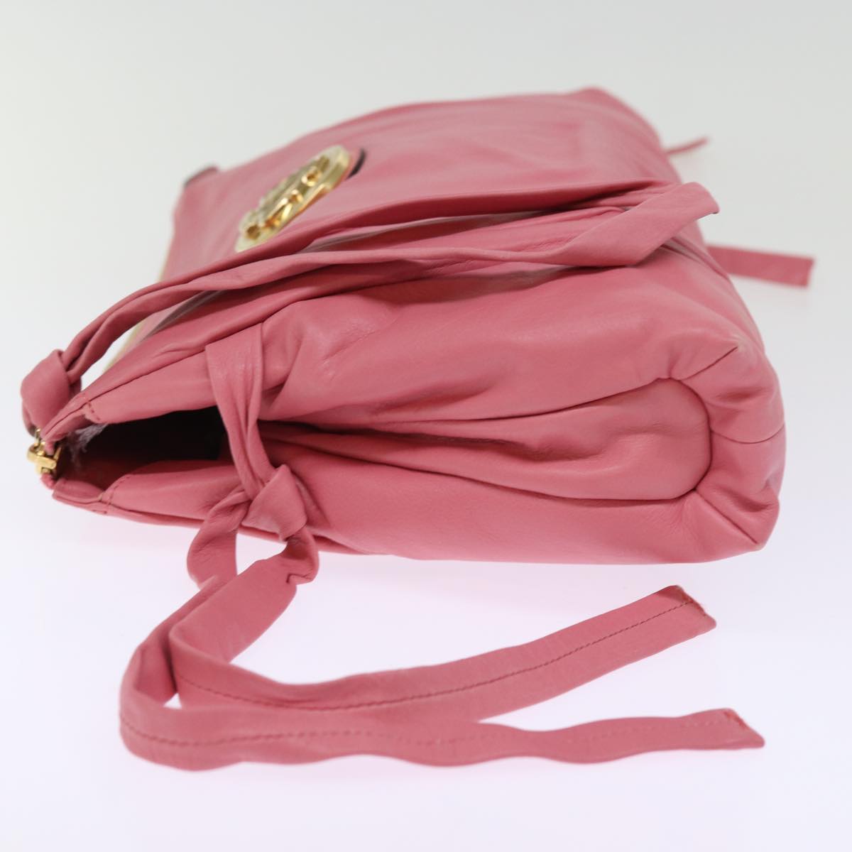 GUCCI Clutch Bag Leather Pink 197015 bs14887