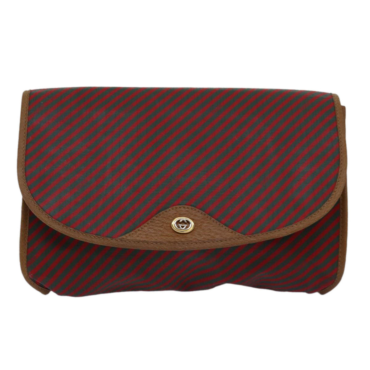 GUCCI Clutch Bag Coated Canvas Red Green 89 01 039 bs14889