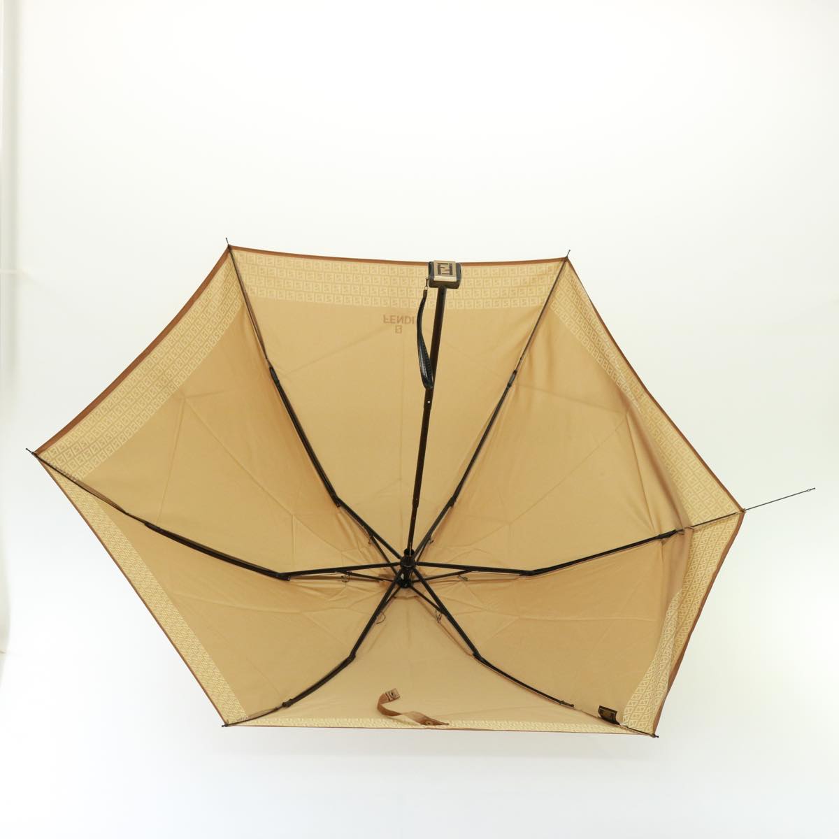 FENDI Zucchino Canvas folding Umbrella Nylon Beige bs14907
