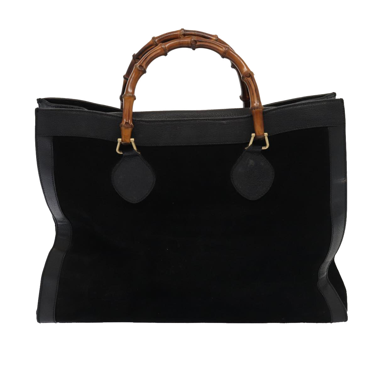 GUCCI Bamboo Hand Bag Suede Leather Black 002 1186 0259 bs14947