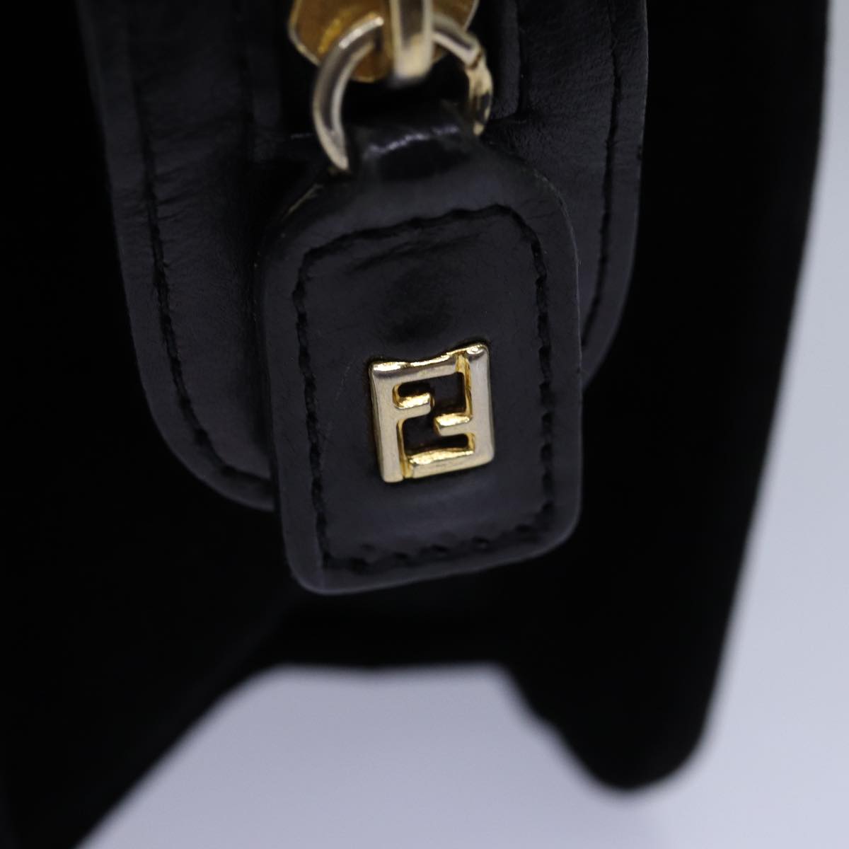 FENDI Hand Bag Suede Black bs14949