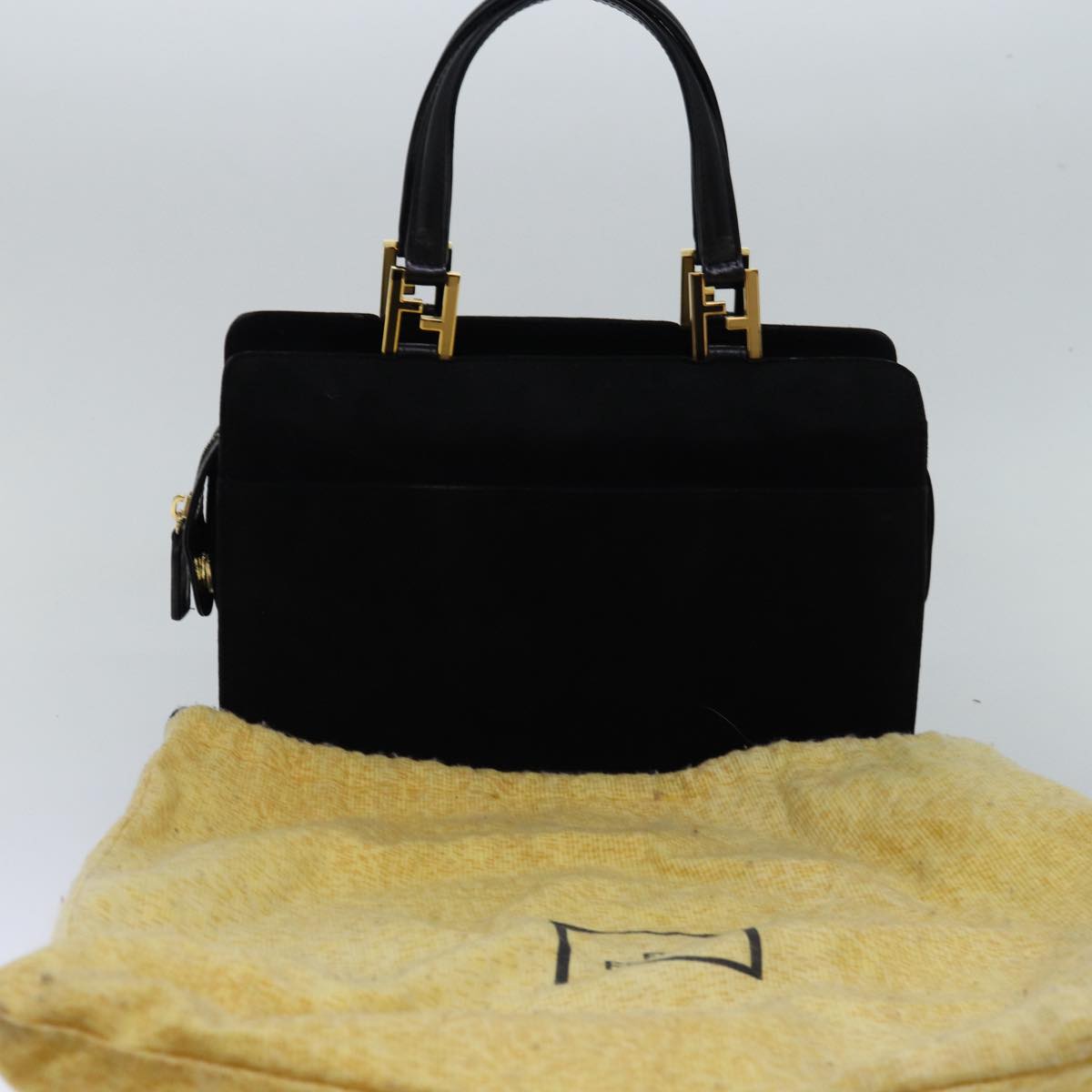 FENDI Hand Bag Suede Black bs14949
