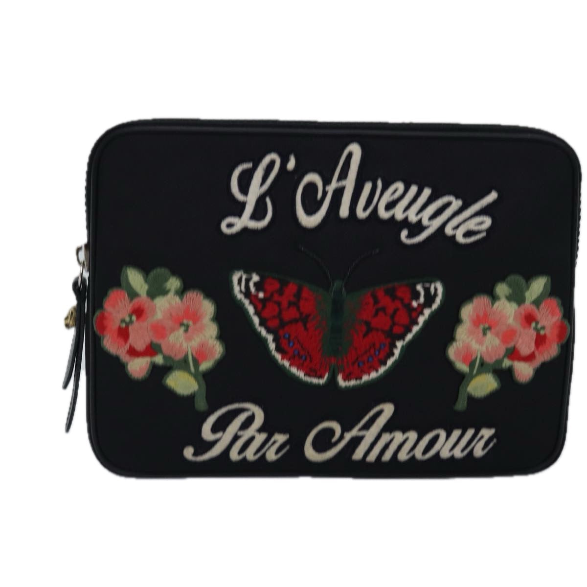 GUCCI Clutch Bag Canvas Black 473883 bs14950