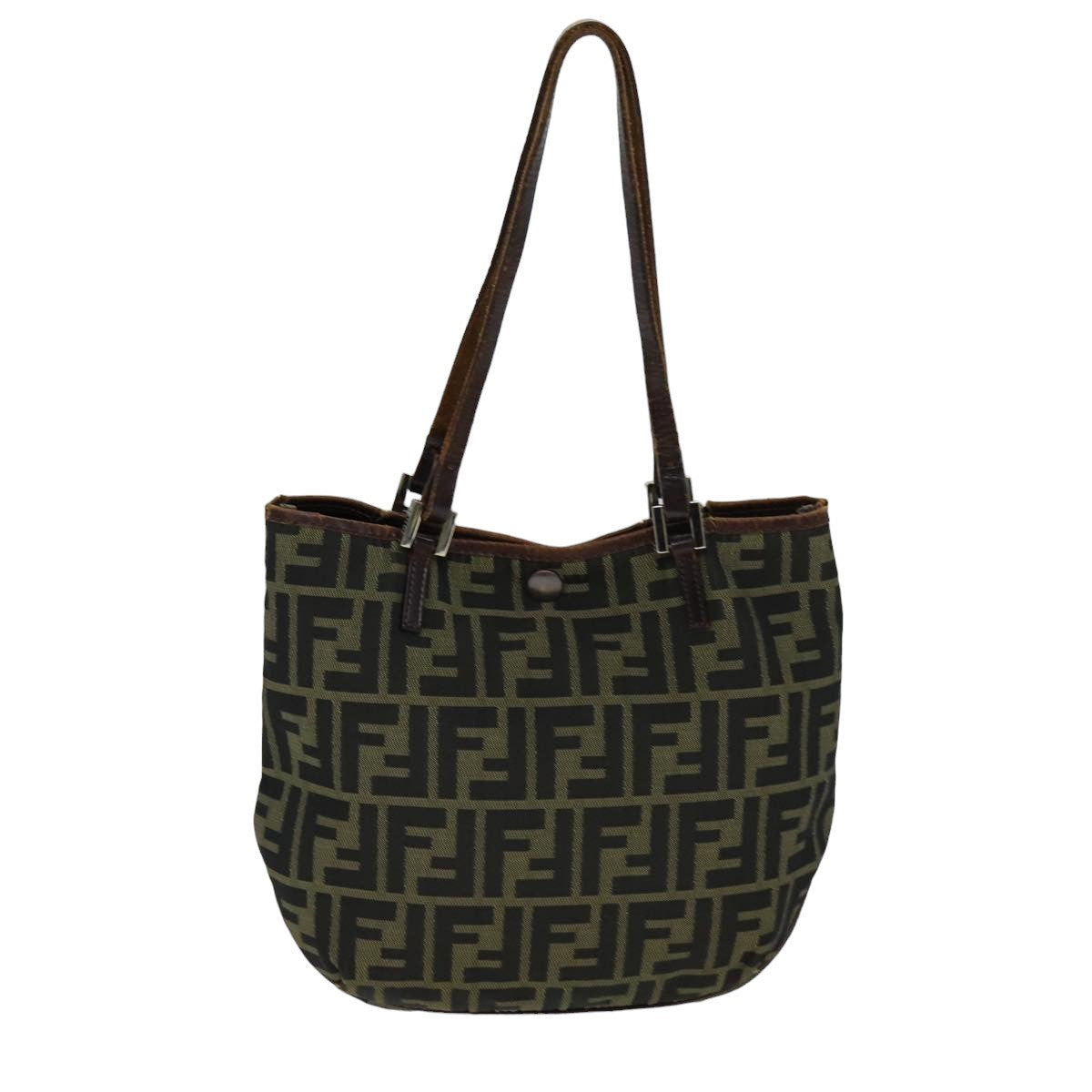 FENDI Zucca Canvas Hand Bag Black Brown bs14970