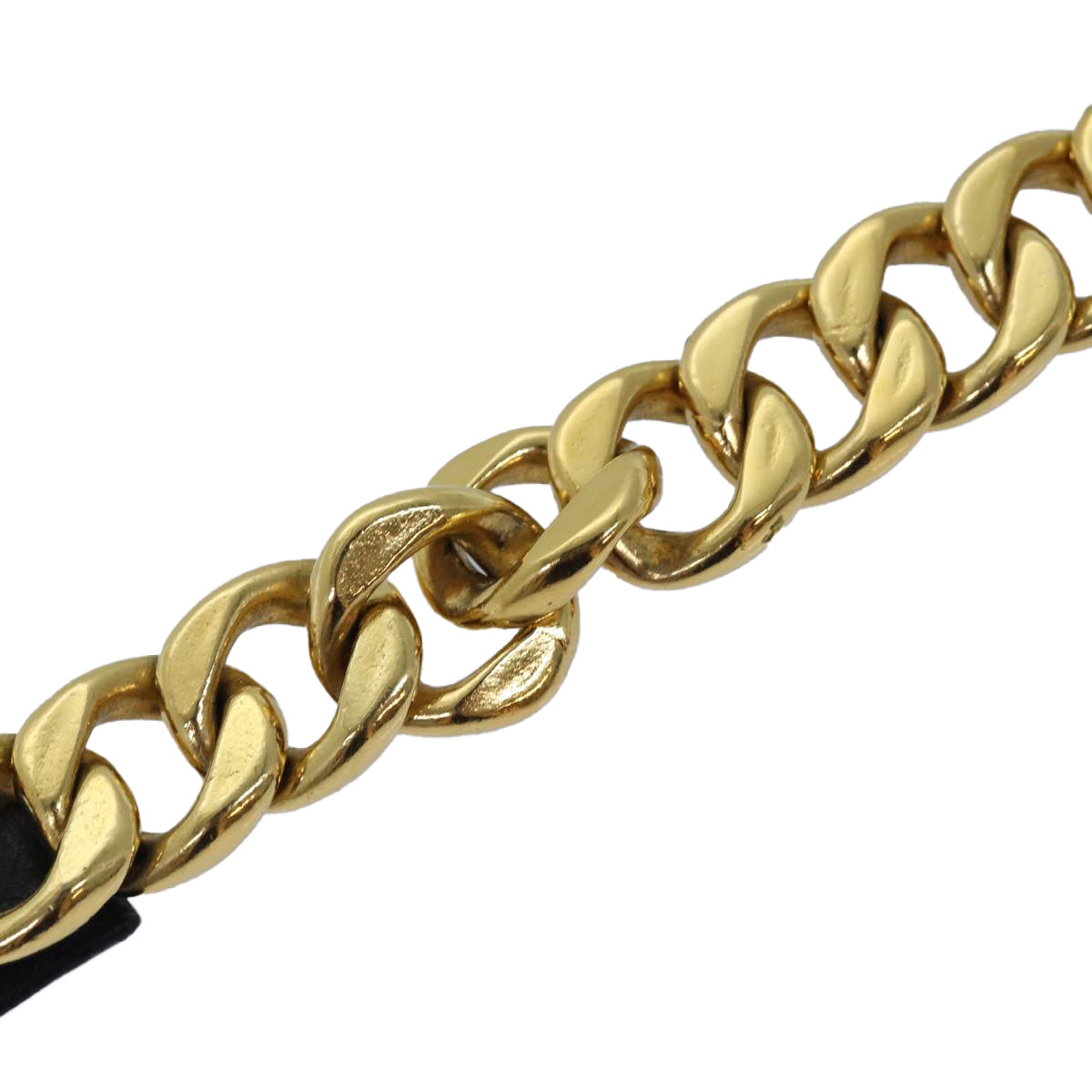 CHANEL Chain Belt metal 31.1"" Gold Black CC bs14988