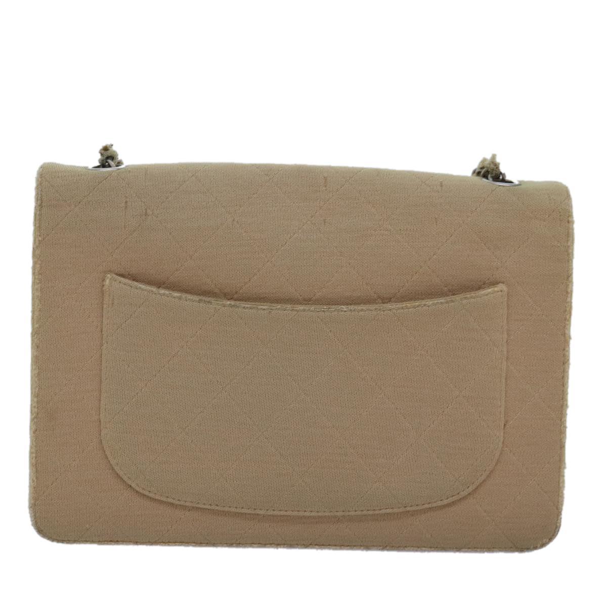 CHANEL Matelasse Turn Lock Chain Shoulder Bag Cotton Beige CC bs15107