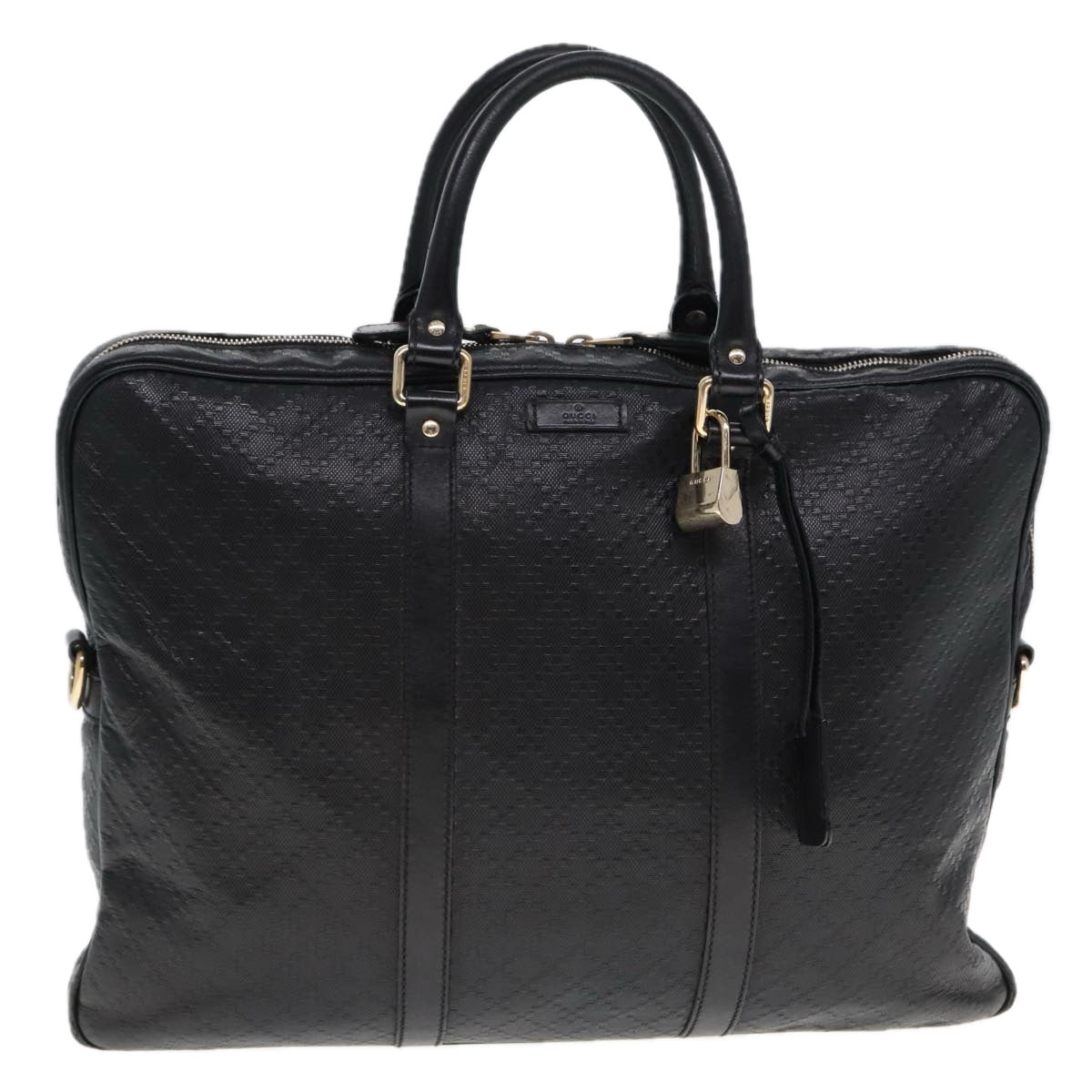 GUCCI Diamante Hand Bag Leather Black 201480 bs15161