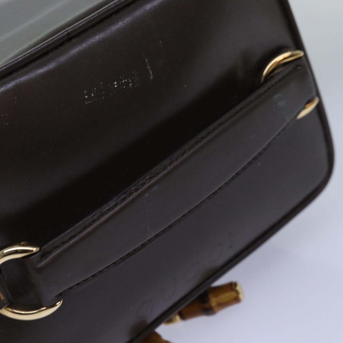 GUCCI Bamboo Pouch Leather Brown 032 1705 0151 bs15219
