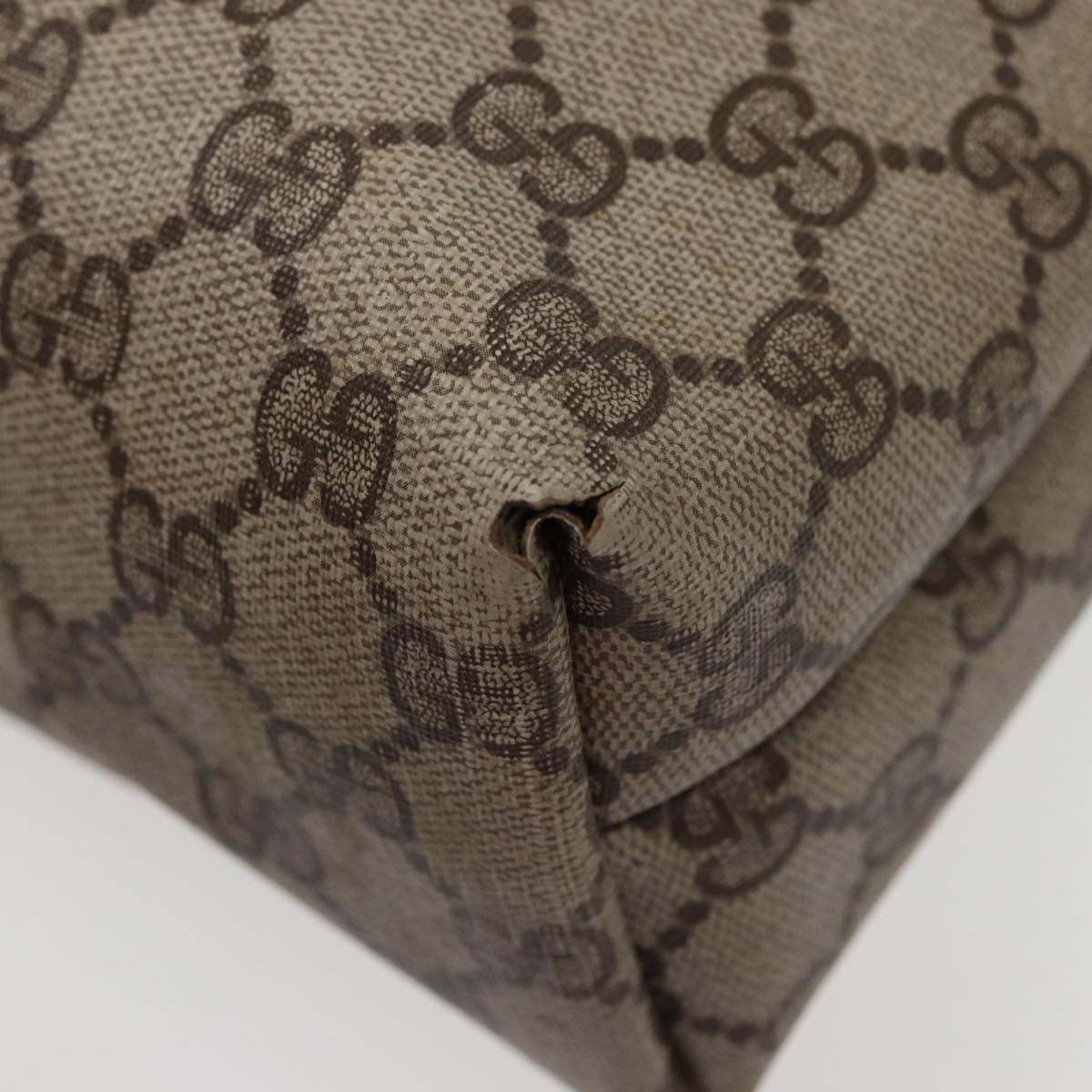 GUCCI GG Canvas Web Sherry Line Tote Bag PVC Leather Brown bs15255