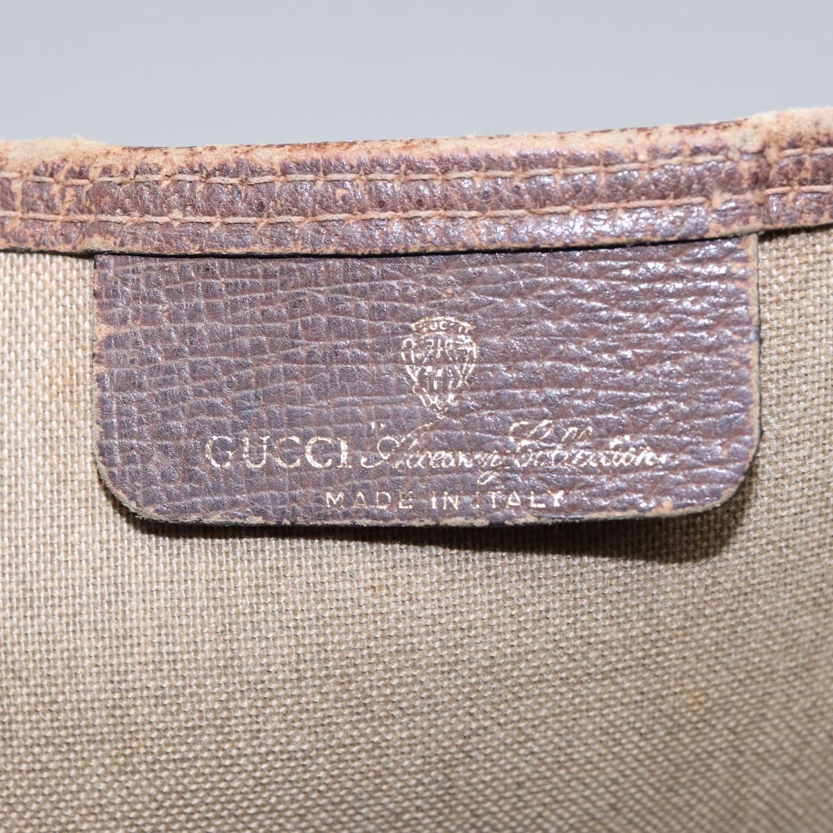 GUCCI GG Canvas Web Sherry Line Tote Bag PVC Leather Brown bs15255
