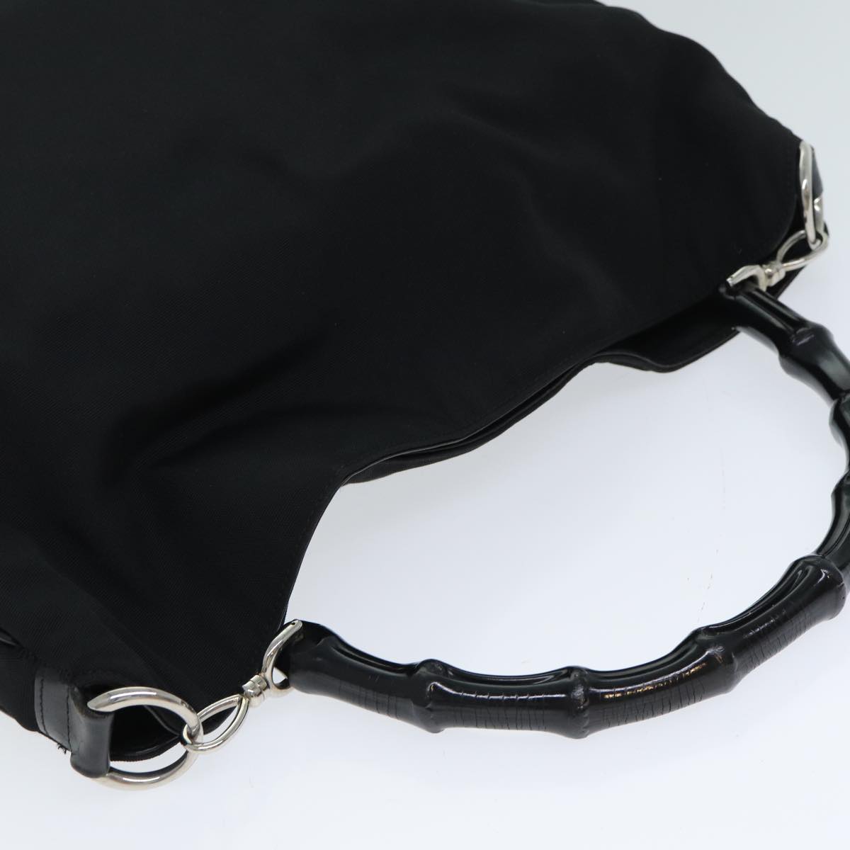 GUCCI Bamboo Hand Bag Nylon Black 001 1577 bs15256