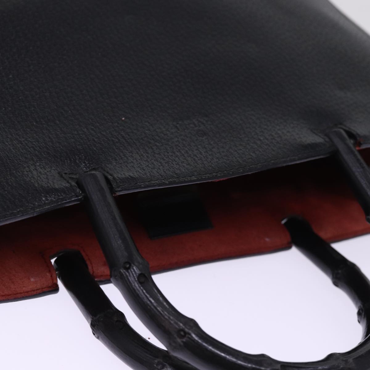 GUCCI Bamboo Hand Bag Leather Black 002 1060 bs15259