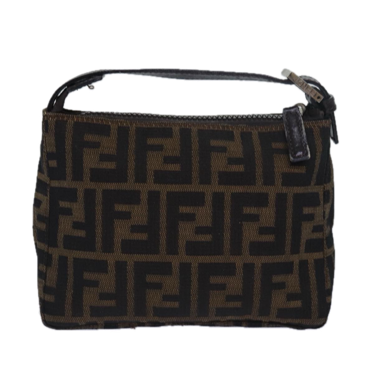 FENDI Zucca Canvas Hand Bag Brown Black bs15445