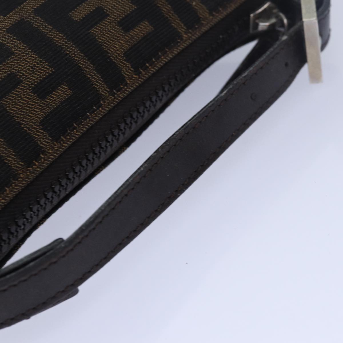 FENDI Zucca Canvas Hand Bag Brown Black bs15445