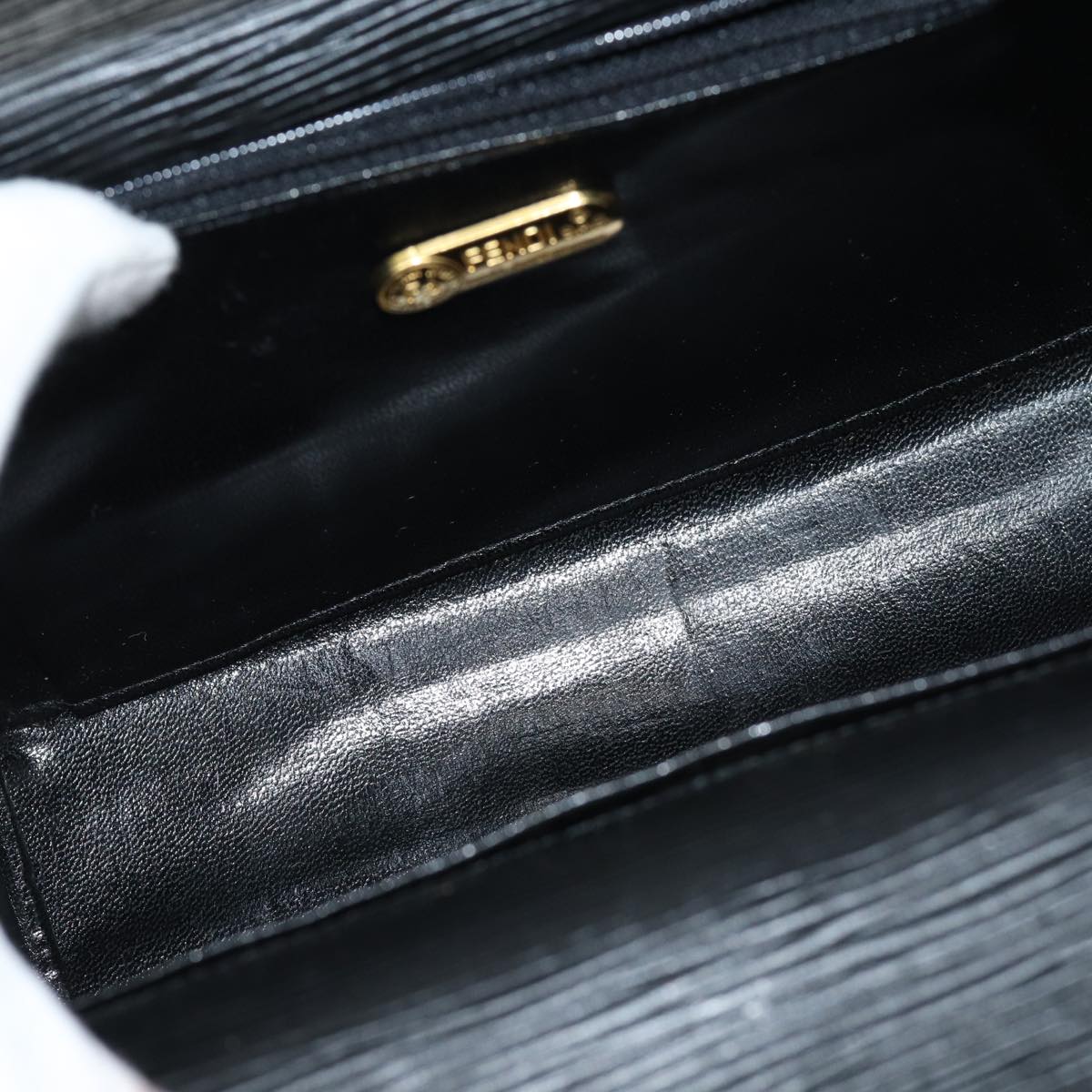 FENDI Hand Bag Leather Black bs15470