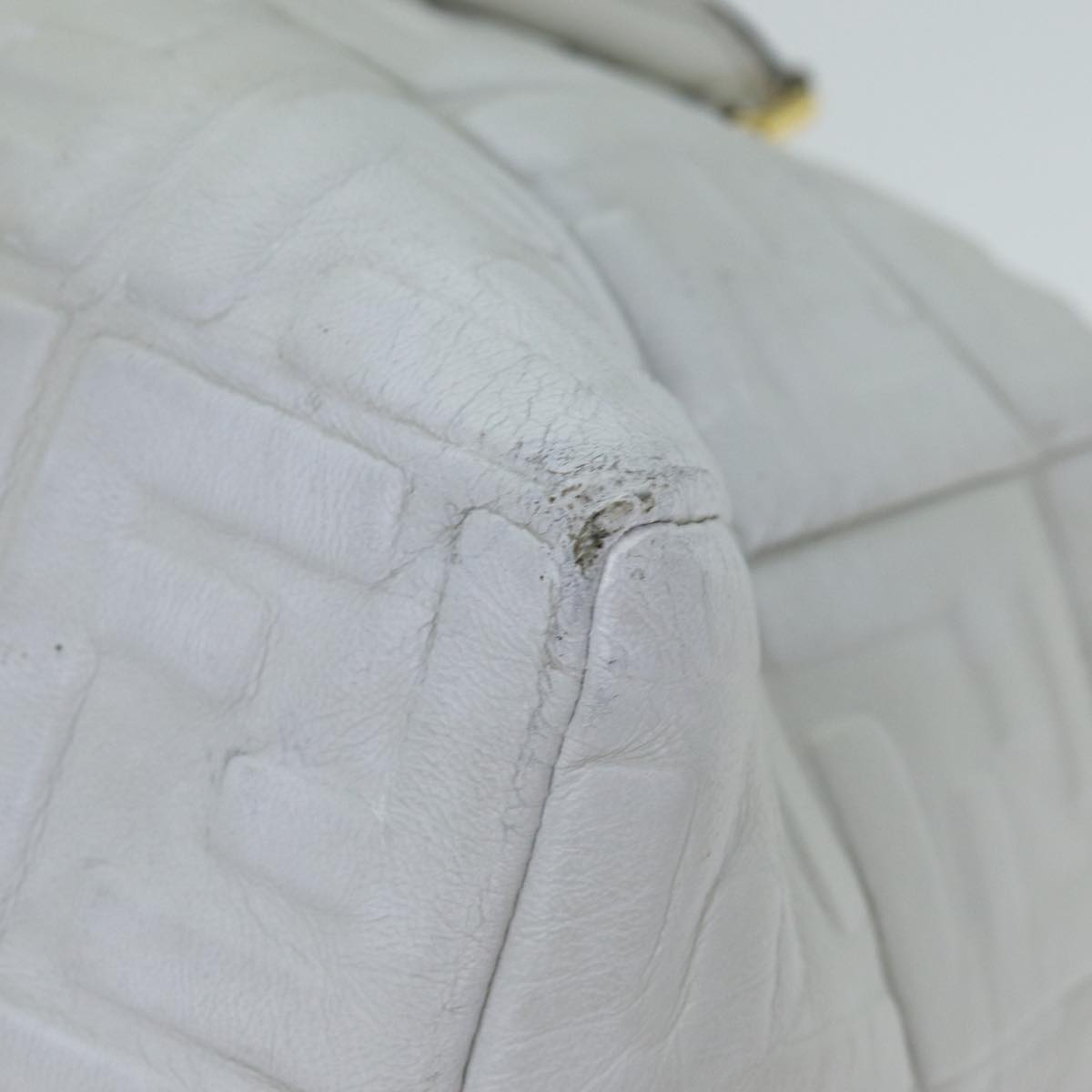 FENDI Zucca Canvas Hand Bag Leather 2way White bs15482