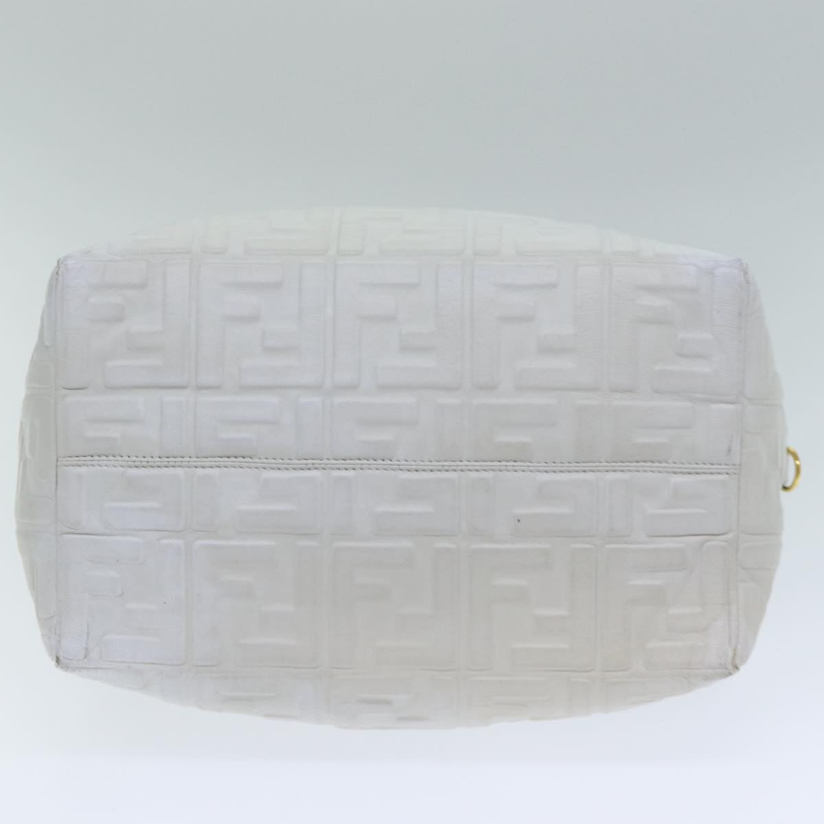 FENDI Zucca Canvas Hand Bag Leather 2way White bs15482