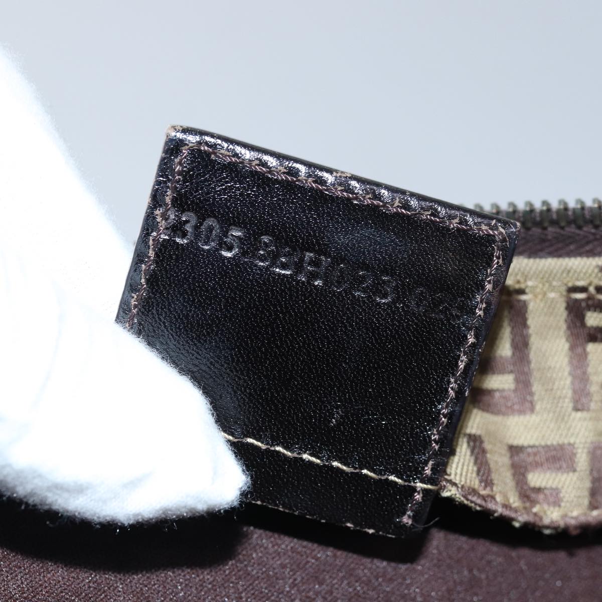 FENDI Zucchino Canvas Tote Bag Brown Black bs15507