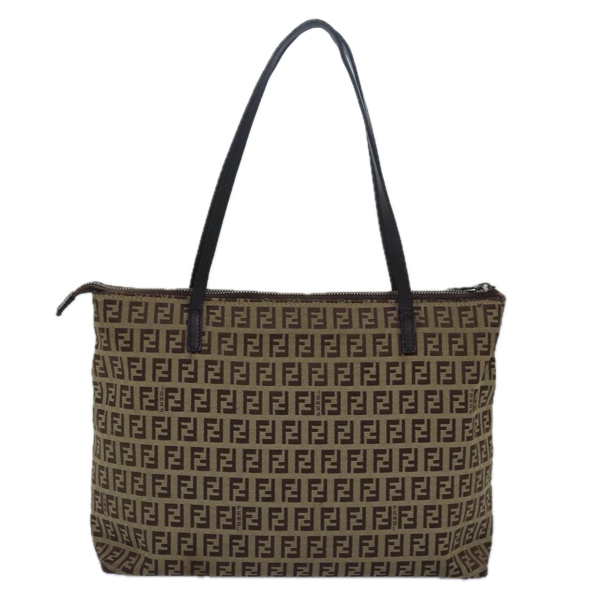 FENDI Zucchino Canvas Tote Bag Brown Black bs15507