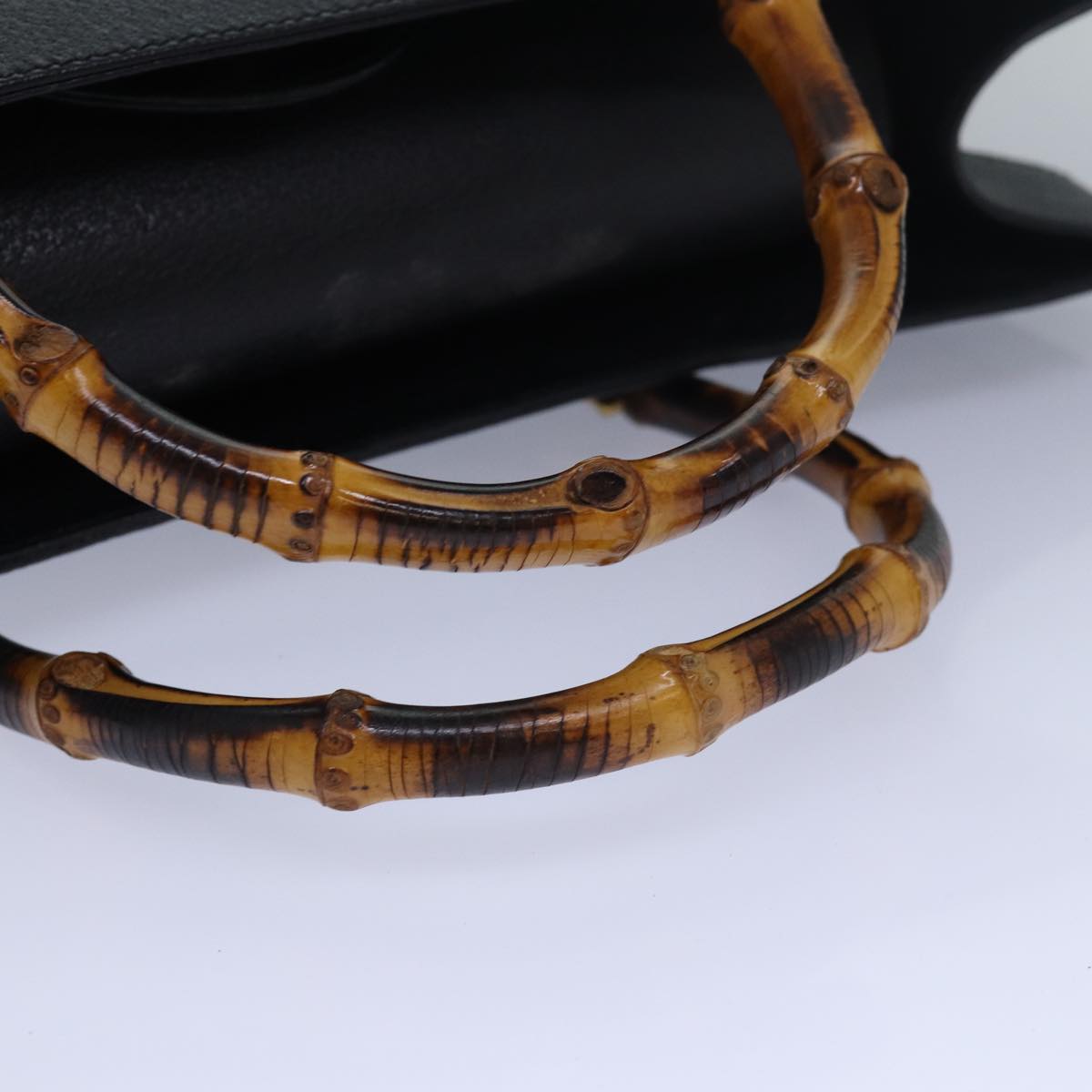 GUCCI Bamboo Hand Bag Leather Black 002 1186 0250 bs15616