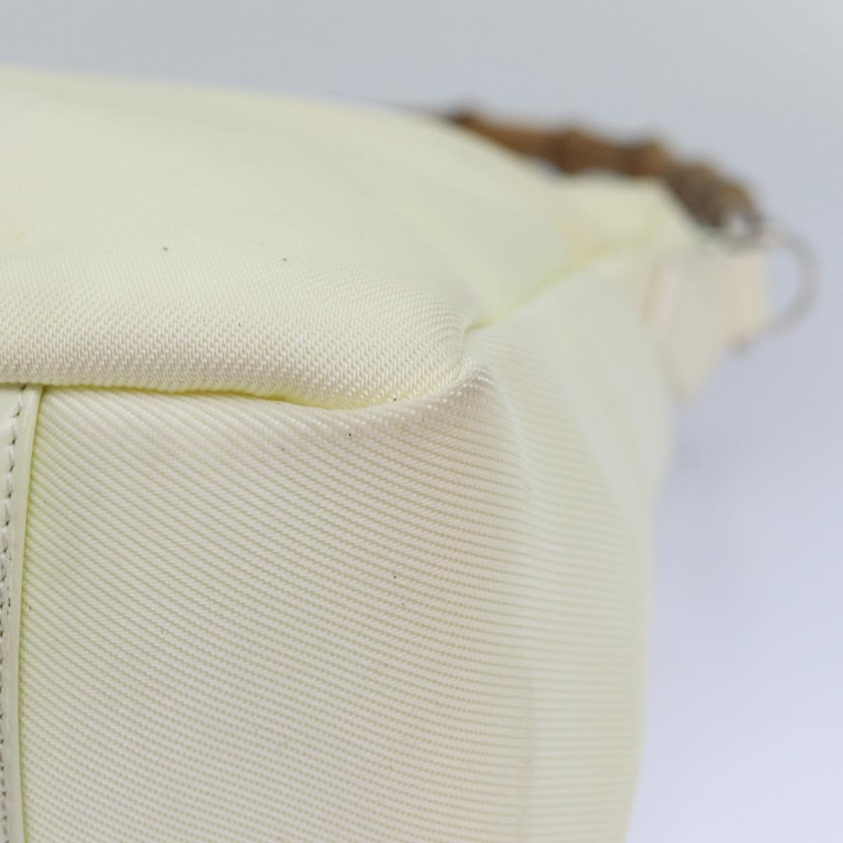 GUCCI Bamboo Shoulder Bag Nylon 2way White bs15618