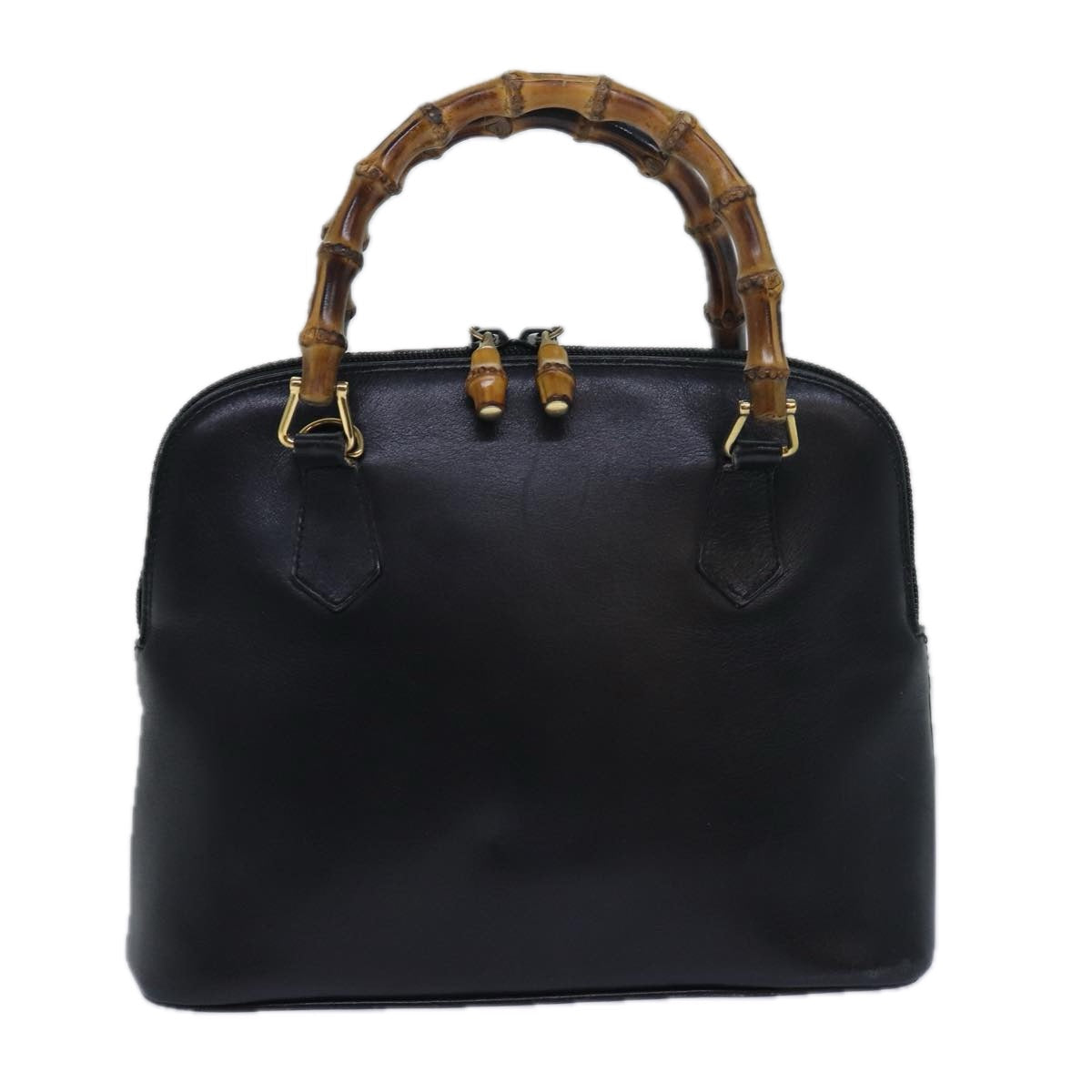 GUCCI Bamboo Hand Bag Leather Black 000 122 0290 bs15679