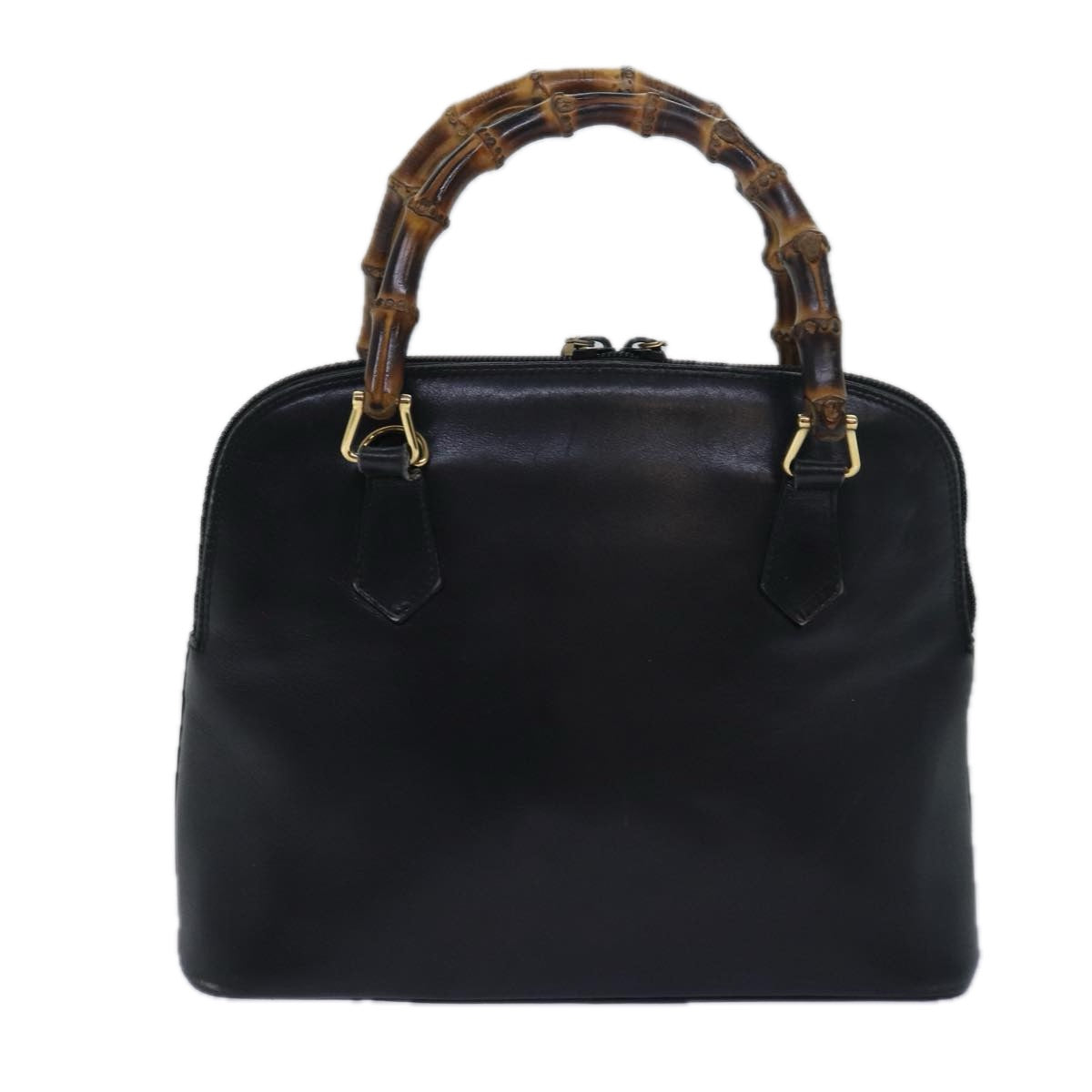 GUCCI Bamboo Hand Bag Leather Black 000 122 0290 bs15679