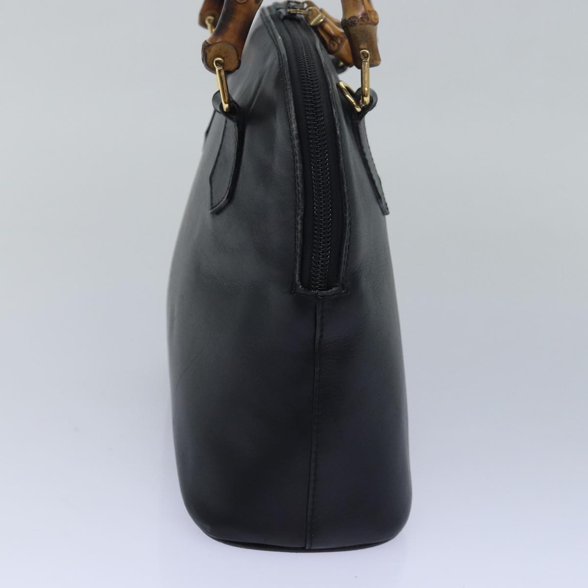 GUCCI Bamboo Hand Bag Leather Black 000 122 0290 bs15679