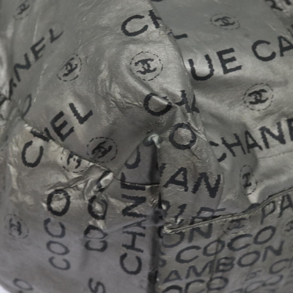 CHANEL Unlimited Hand Bag Nylon Silver CC bs15705