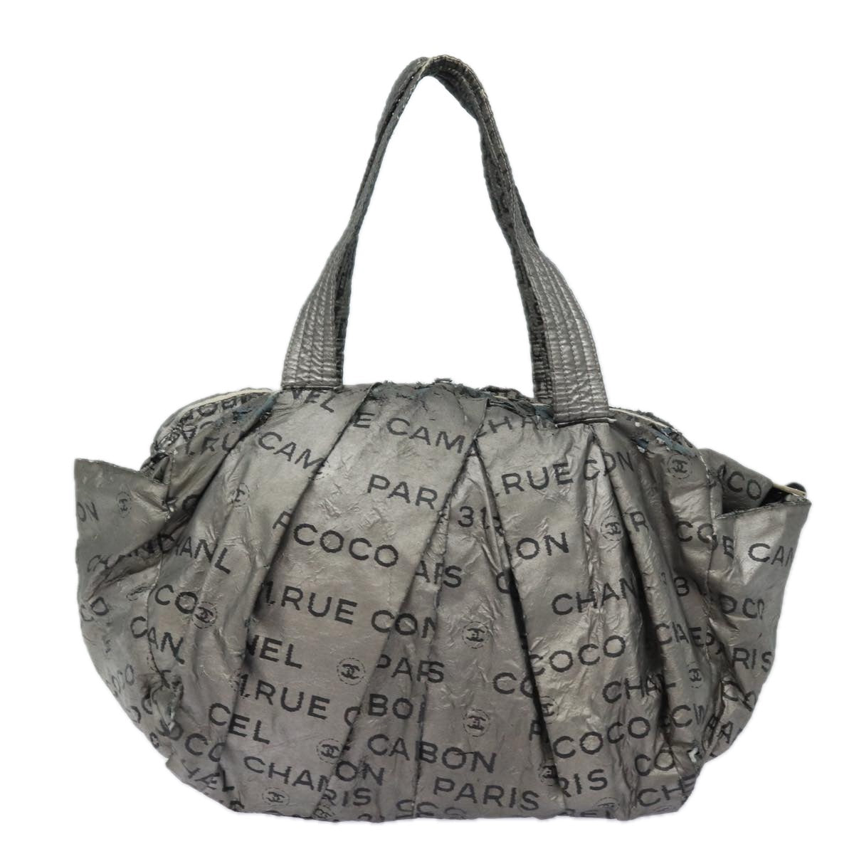CHANEL Unlimited Hand Bag Nylon Silver CC bs15705