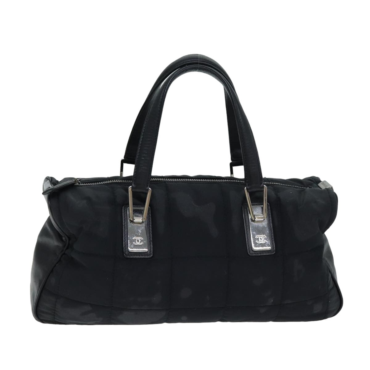 CHANEL Choco Bar Hand Bag Nylon Black CC bs15707