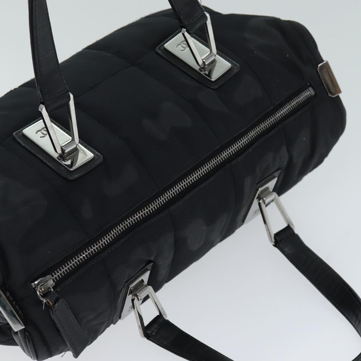 CHANEL Choco Bar Hand Bag Nylon Black CC bs15707