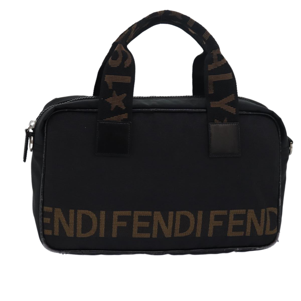 FENDI Hand Bag Canvas Black Brown bs15716