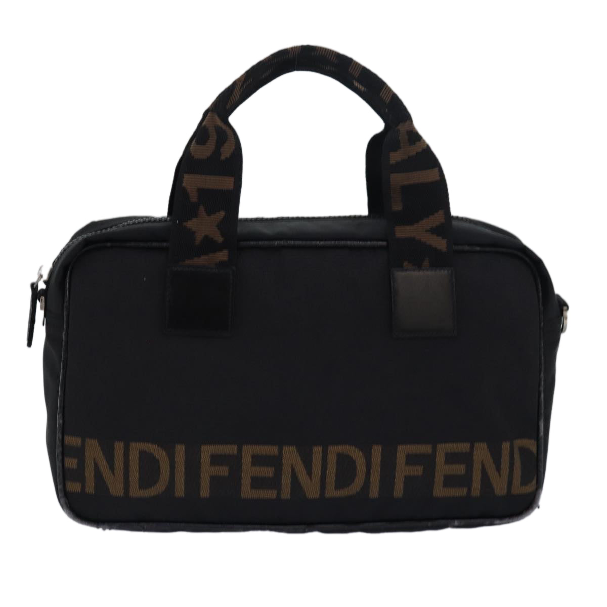 FENDI Hand Bag Canvas Black Brown bs15716