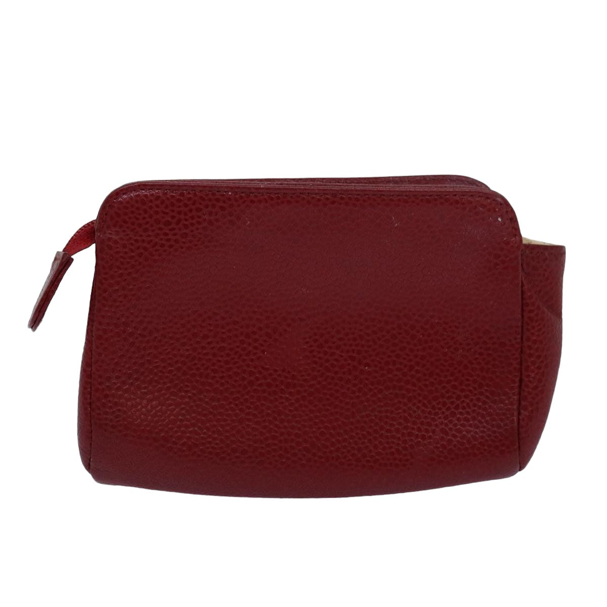 CHANEL COCO Mark Pouch Caviar Skin Red CC bs15766