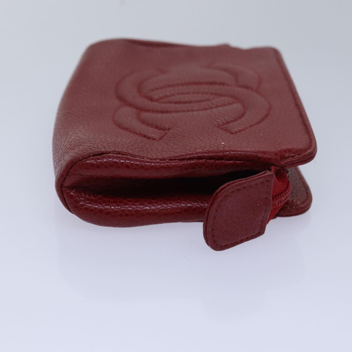 CHANEL COCO Mark Pouch Caviar Skin Red CC bs15766